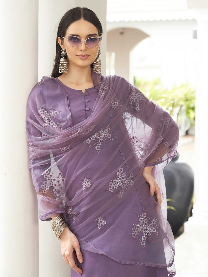 Purple-Poly-Silk-Kurta-And-Pant-With-Dupatta-