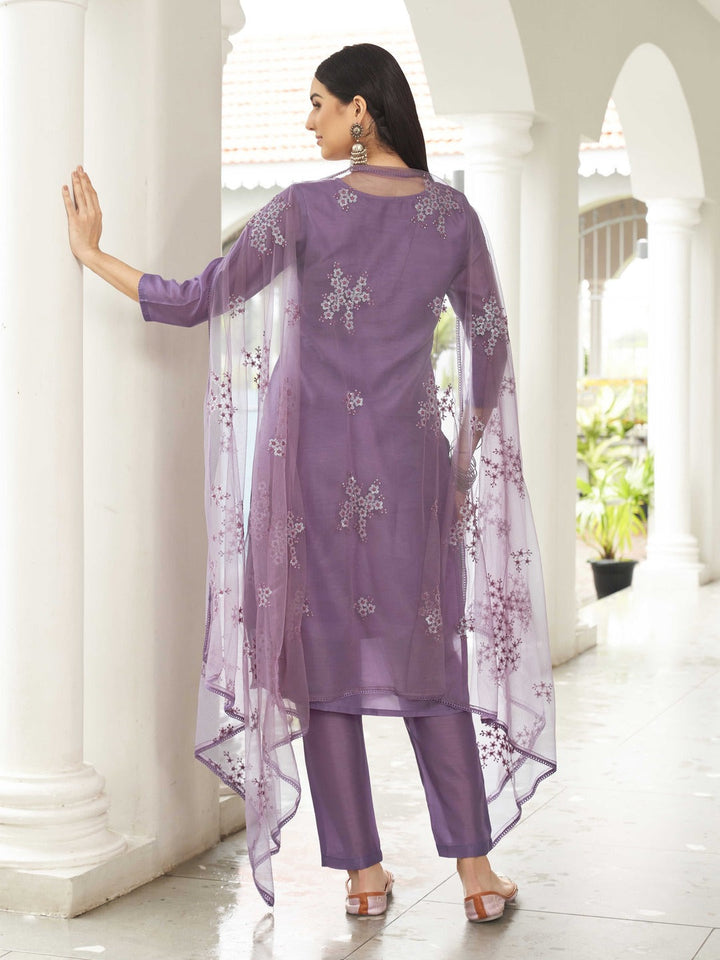 Purple-Poly-Silk-Kurta-And-Pant-With-Dupatta-