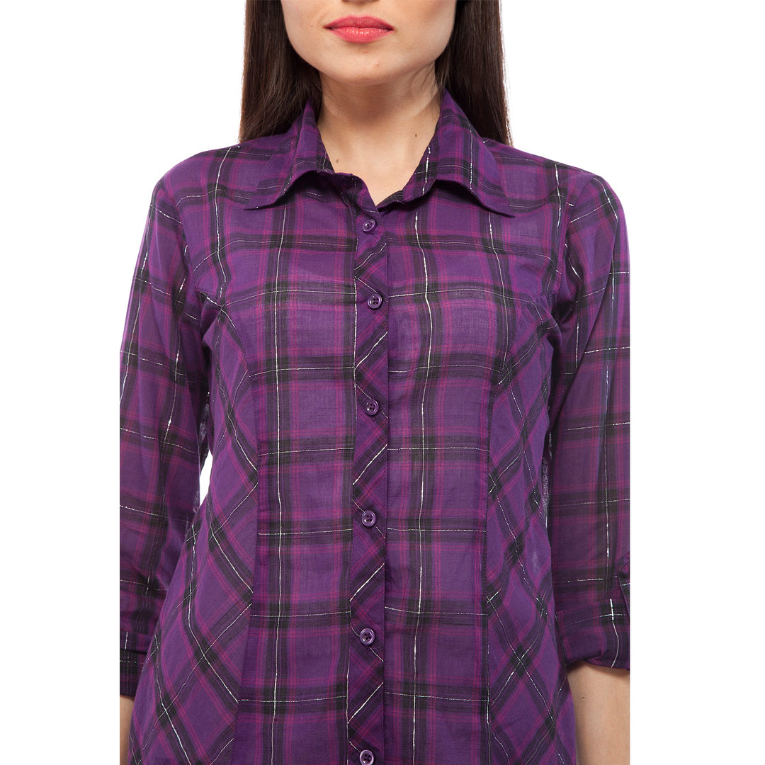 Purple-Polyester-Check-Shirt