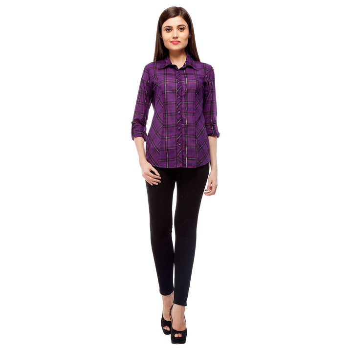 Purple-Polyester-Check-Shirt