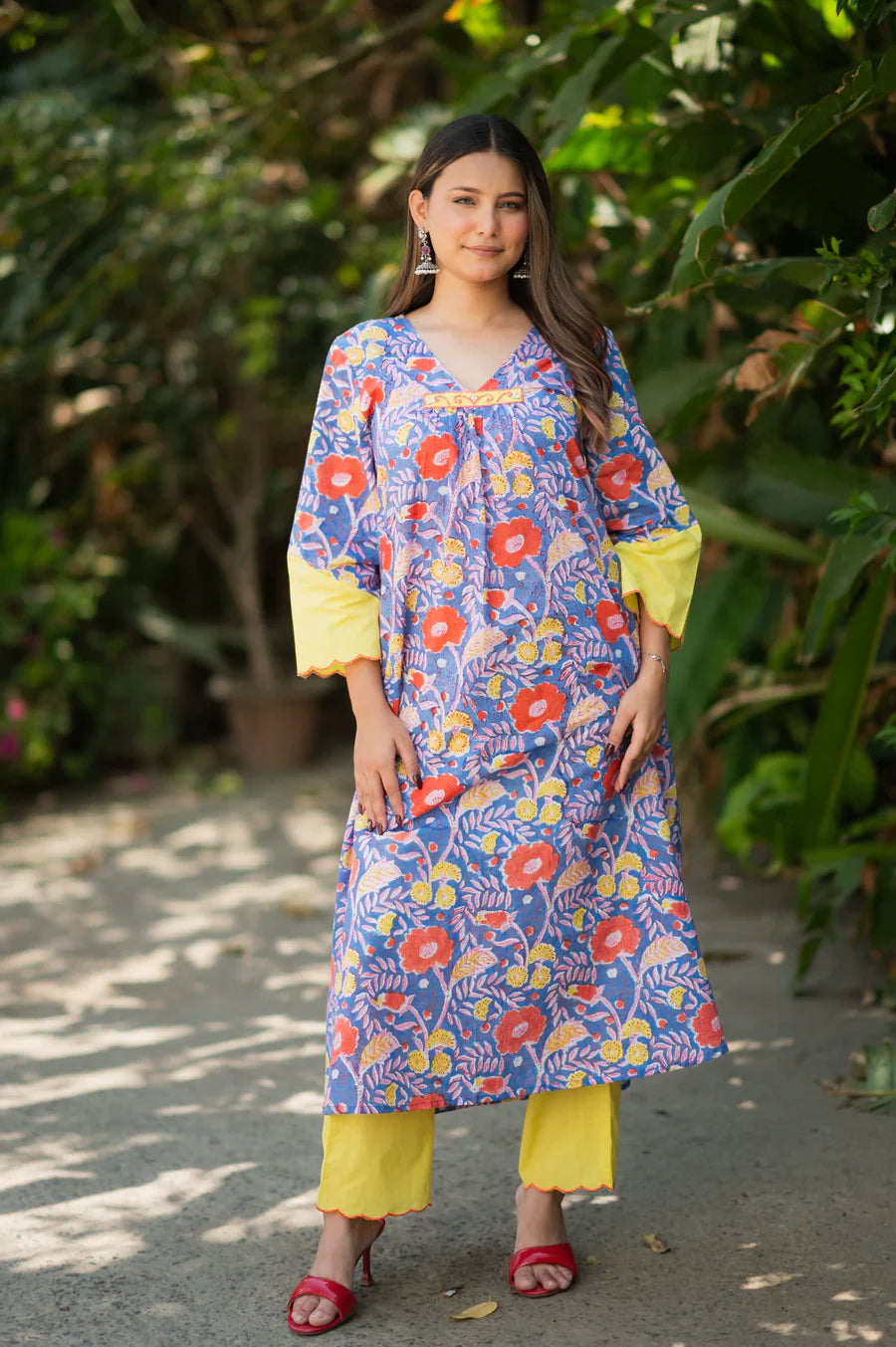 Purple-Pure-Cotton-Handblock-2-Piece-Kurta-Set