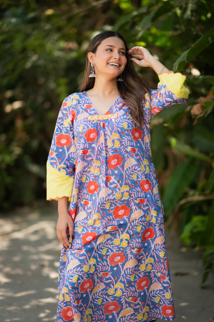 Purple-Pure-Cotton-Handblock-2-Piece-Kurta-Set