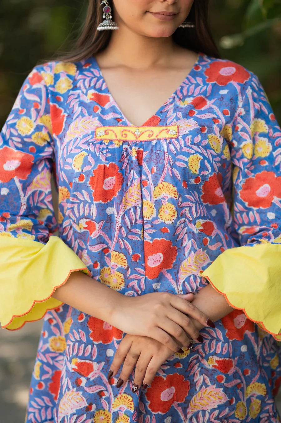 Blue-Pure-Cotton-Handblock-2-Piece-Kurta-Set