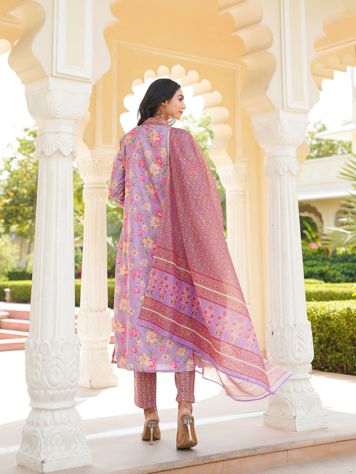 Purple-Rayon-Blend-Floral-Printed-Straight-Kurta-3-Piece-Kurta-Set
