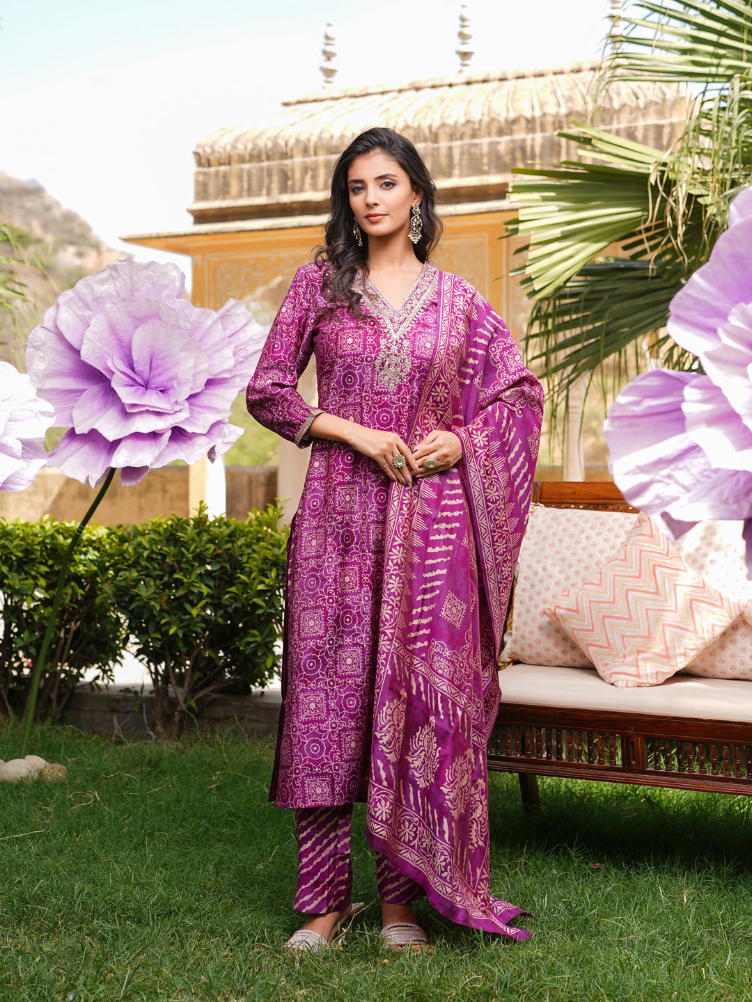 Purple-Silk-Blend-Floral-Embroidered-3-Piece-Kurta-Set