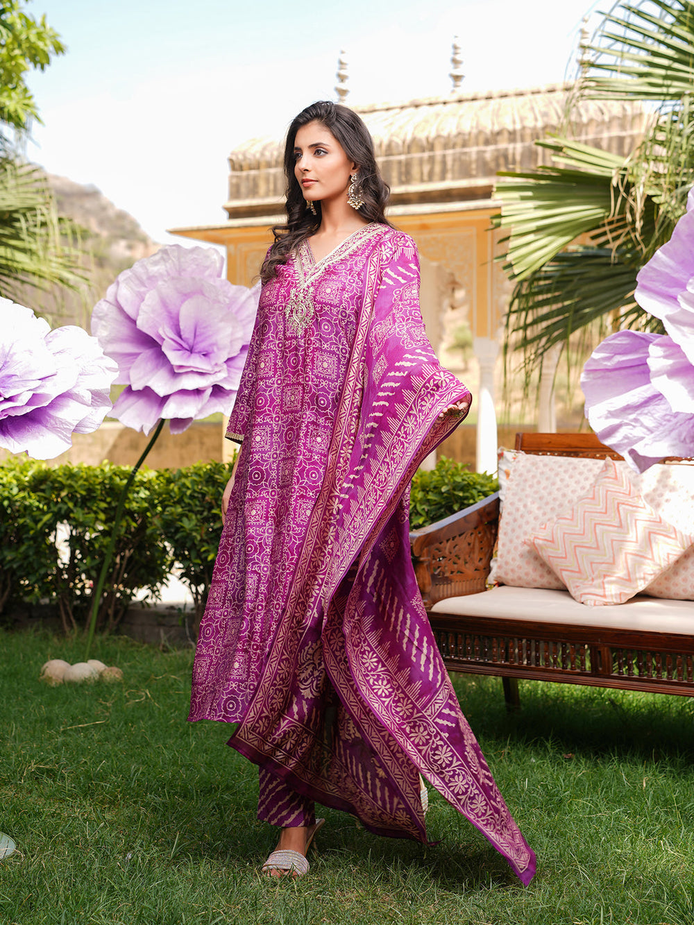 Purple-Silk-Blend-Floral-Embroidered-3-Piece-Kurta-Set