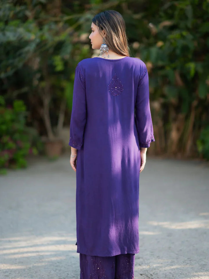 Purple-Viscose-Blossom-Mukaish-2-Piece-Kurta-Set