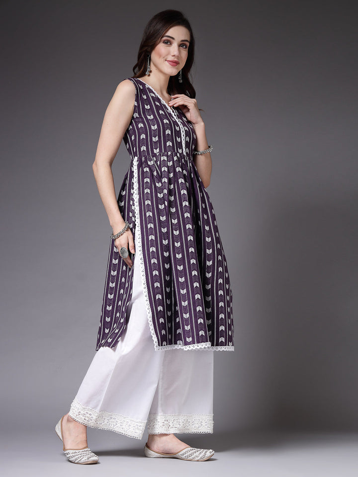 Purple-Cotton-Self-Designed-Naira-Cut-Kurta-Only