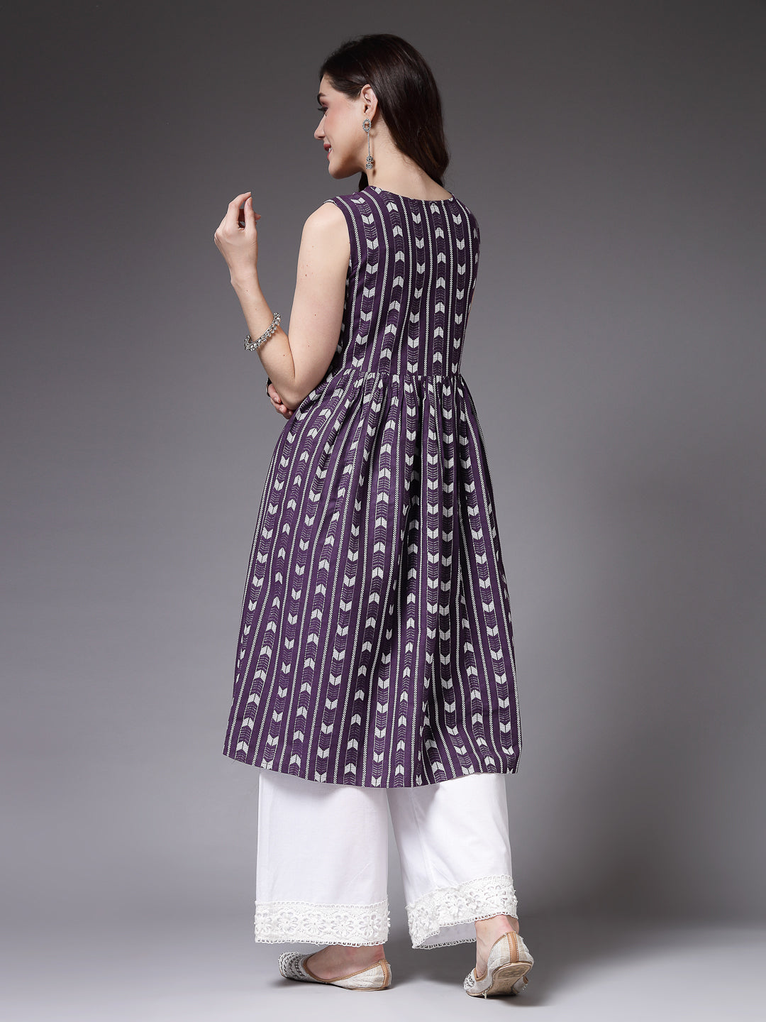 Purple-Cotton-Self-Designed-Naira-Cut-Kurta-Only