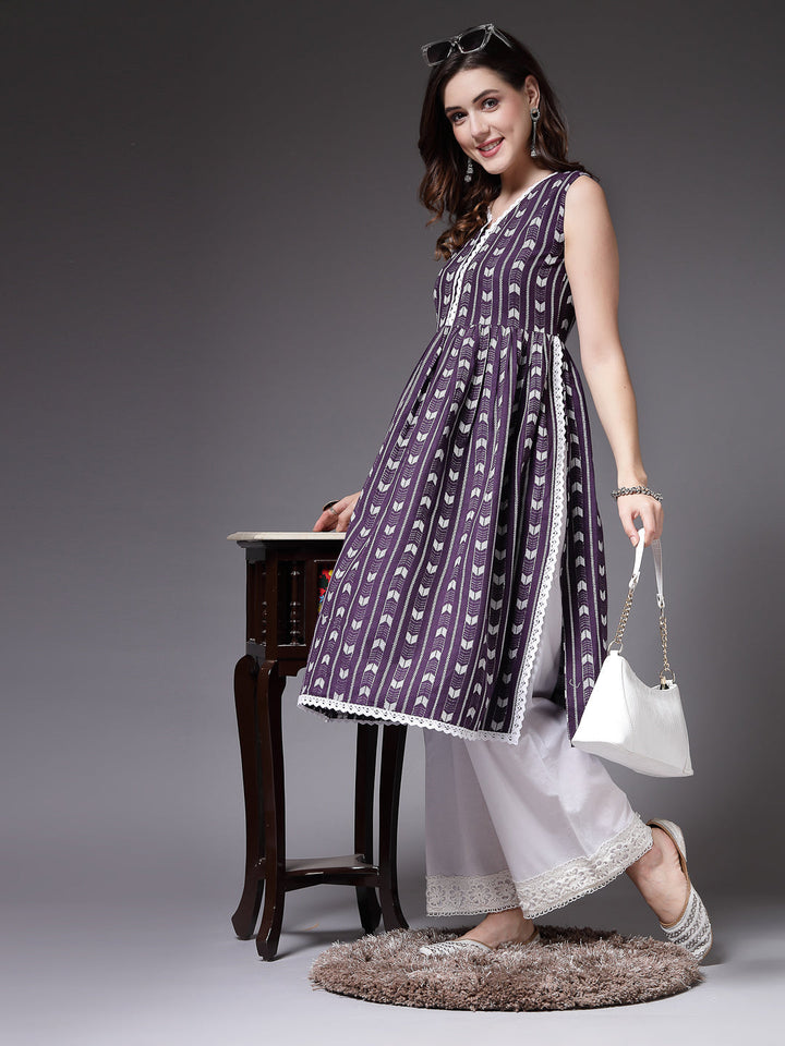 Purple-Cotton-Self-Designed-Naira-Cut-Kurta-Only