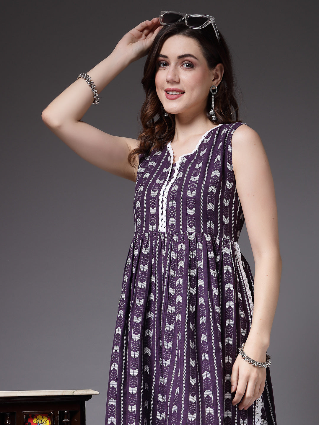 Purple-Cotton-Self-Designed-Naira-Cut-Kurta-Only
