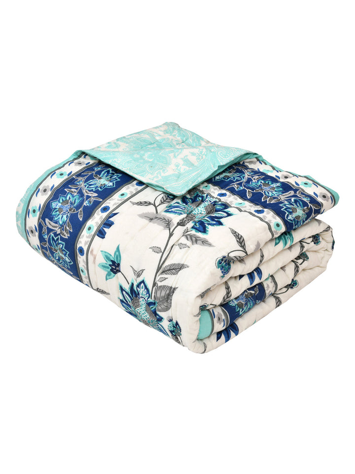 White-&-Blue-Cotton-600-Tc-Floral-Printed-Bedding-Set