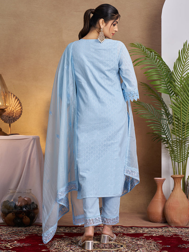 Blue-Cotton-Embroidered-3-Piece-Kurta-Set