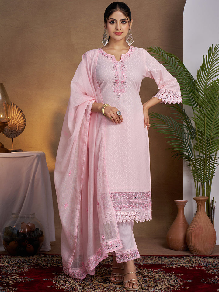 Pink-Cotton-Embroidered-3-Piece-Kurta-Set