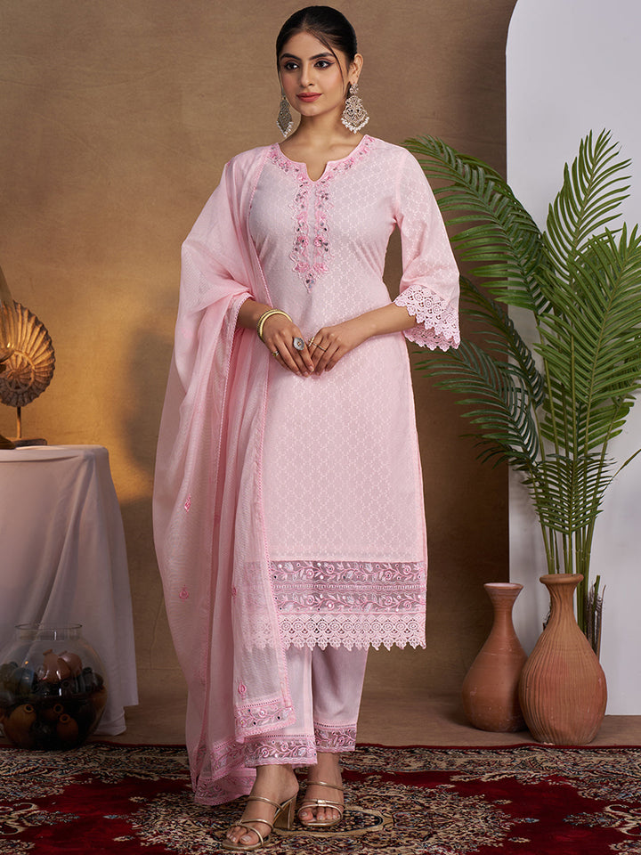 Pink-Cotton-Embroidered-3-Piece-Kurta-Set