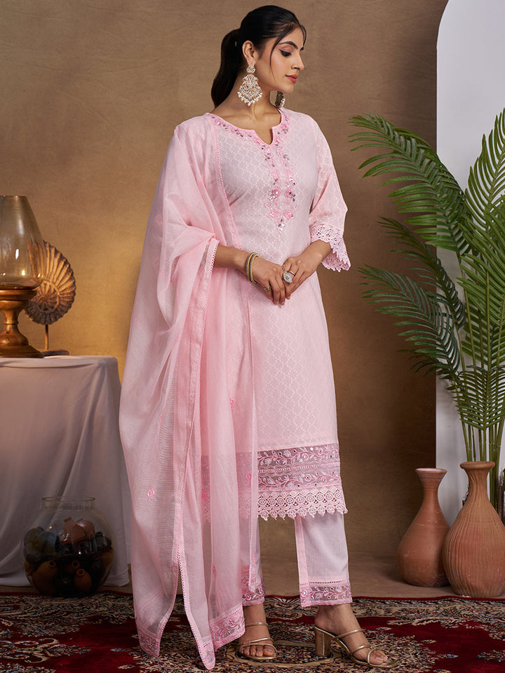 Pink-Cotton-Embroidered-3-Piece-Kurta-Set