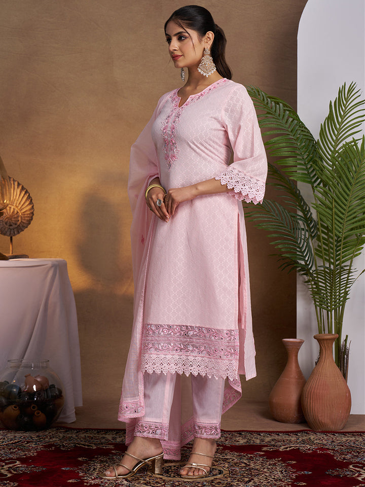 Pink-Cotton-Embroidered-3-Piece-Kurta-Set