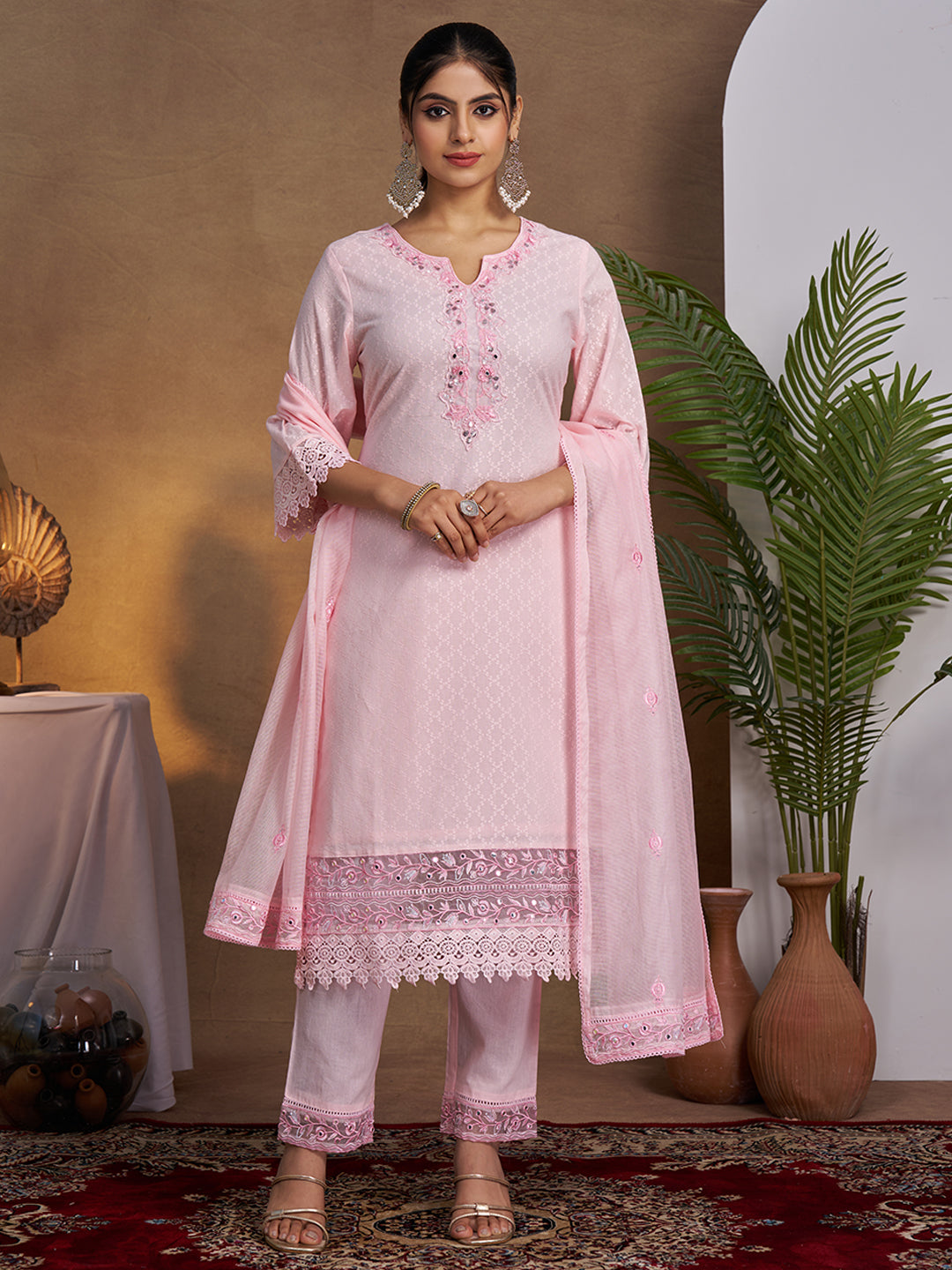 Pink-Cotton-Embroidered-3-Piece-Kurta-Set