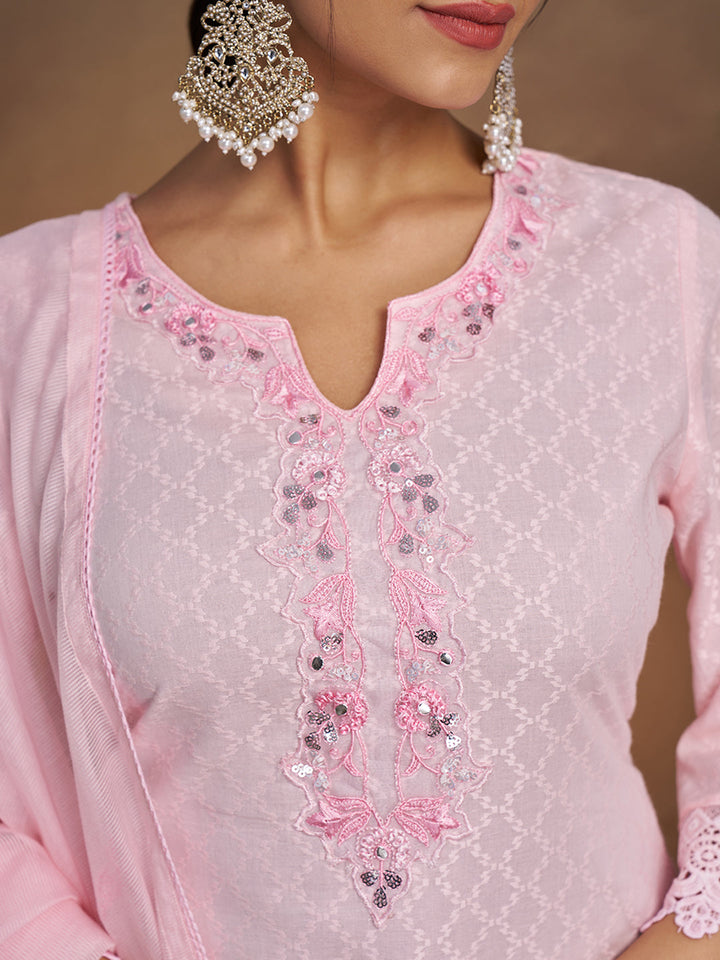 Pink-Cotton-Embroidered-3-Piece-Kurta-Set