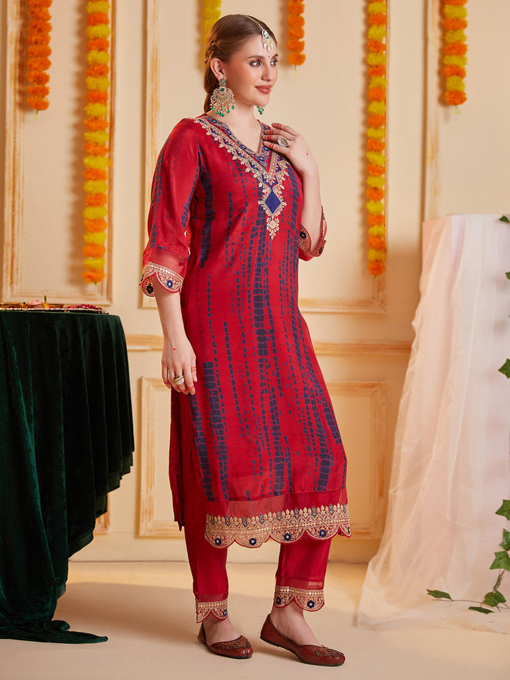 Red-Silk-Blend-Embroidered-3-Piece-Kurta-Set