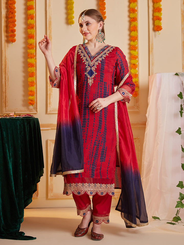 Red-Silk-Blend-Embroidered-3-Piece-Kurta-Set