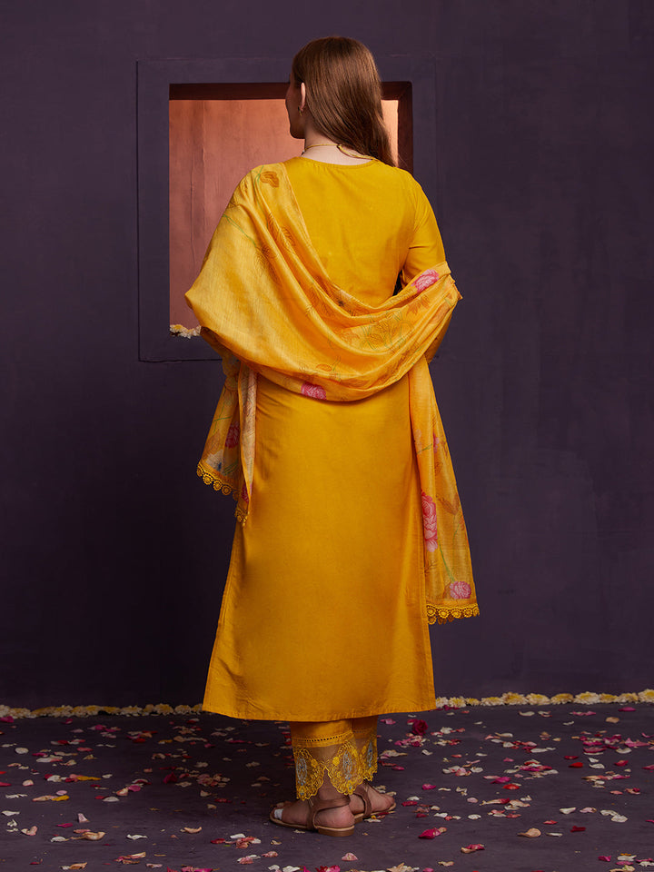Yellow-Poly-Chanderi-Schiffli-Embroidered-3-Piece-Kurta-Set