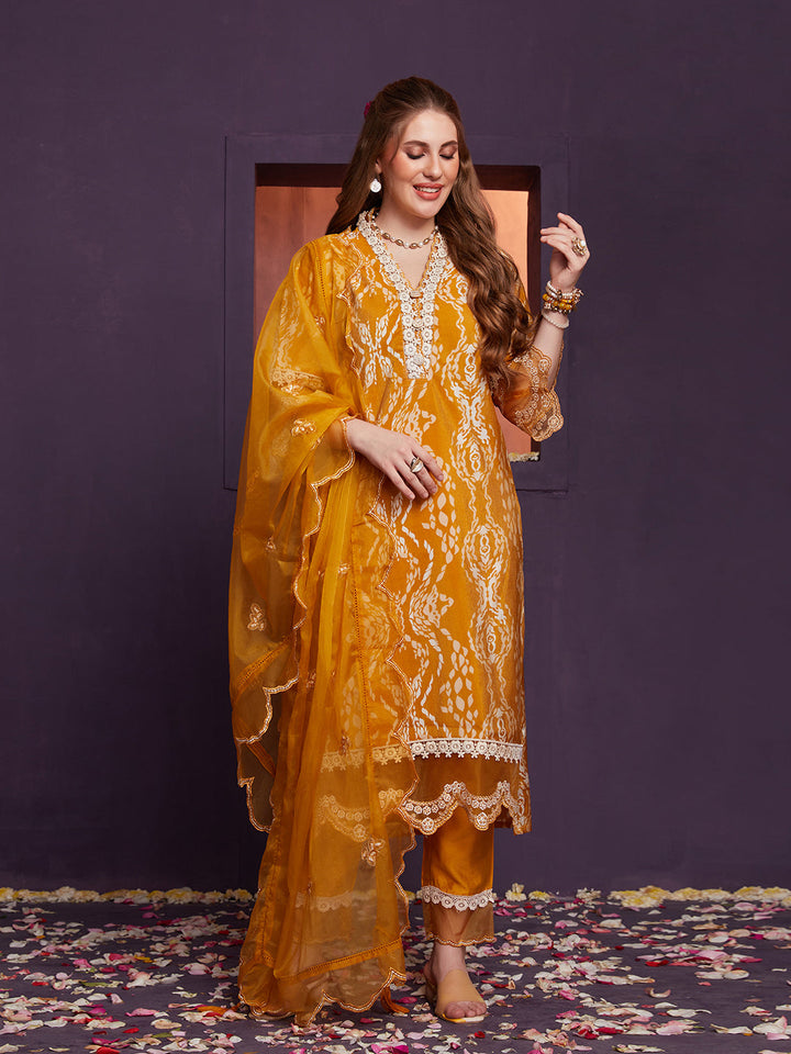 Mustard-Silk-Blend-Abstract-Printed-3-Piece-Kurta-Set