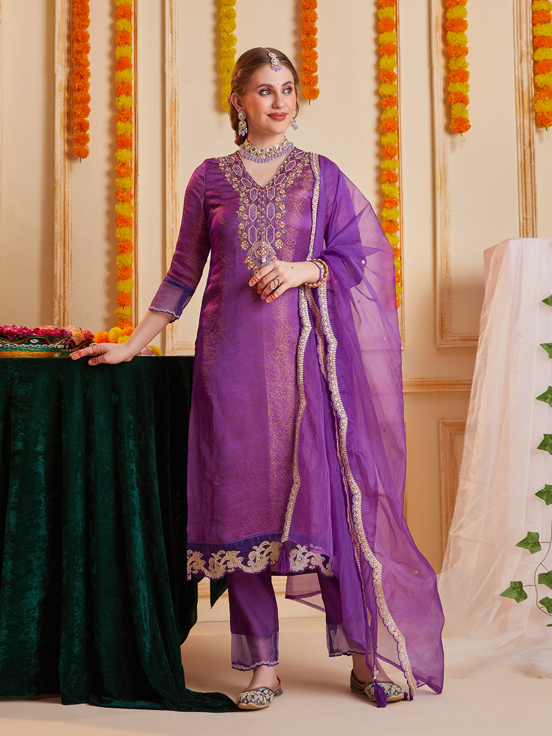 Purple-Silk-Blend-Embroidered-3-Piece-Kurta-Set