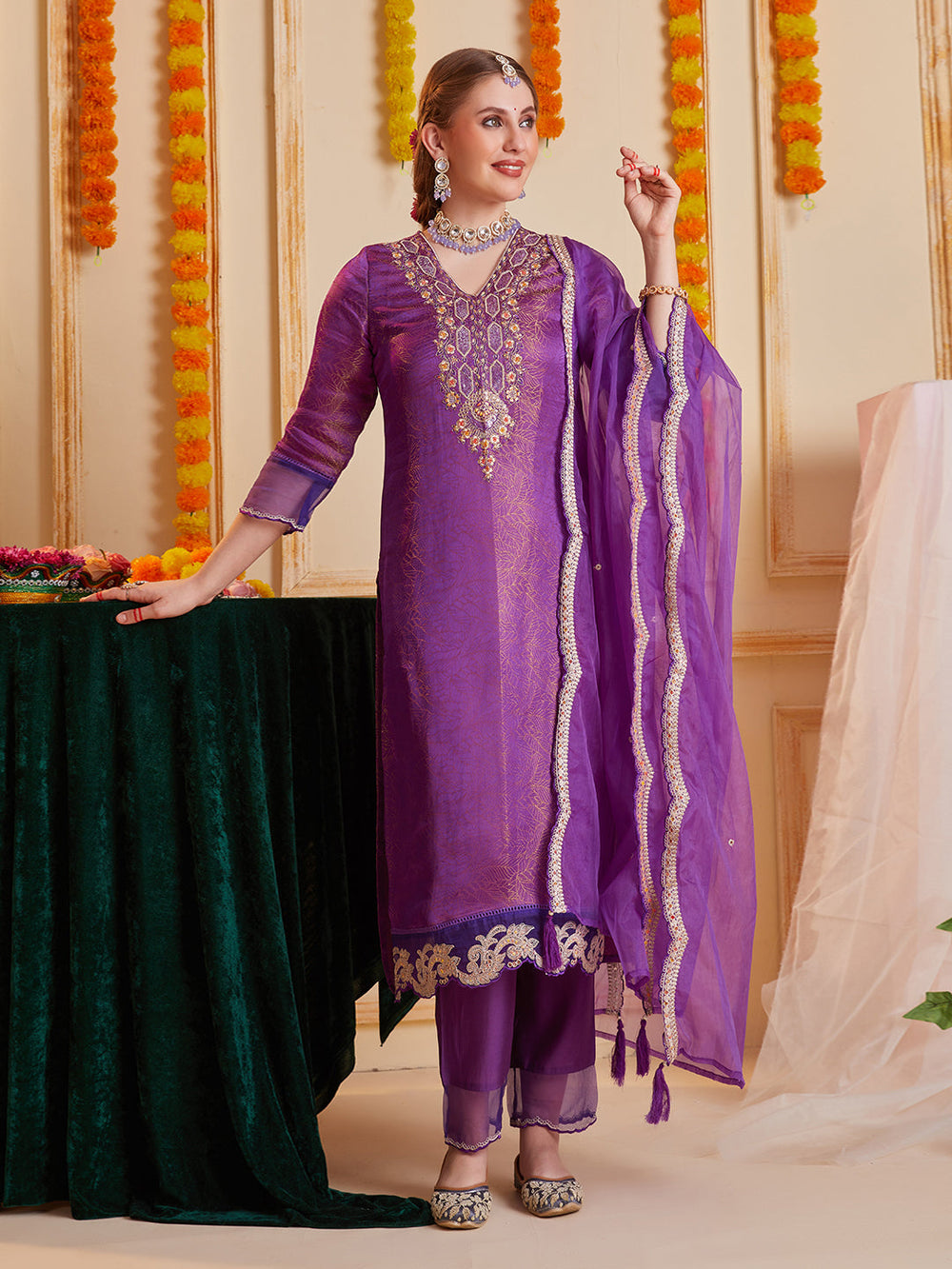 Purple-Silk-Blend-Embroidered-3-Piece-Kurta-Set