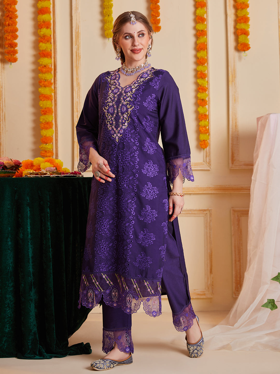 Purple-Poly-Chanderi-Schiffli-Embroidered-3-Piece-Kurta-Set