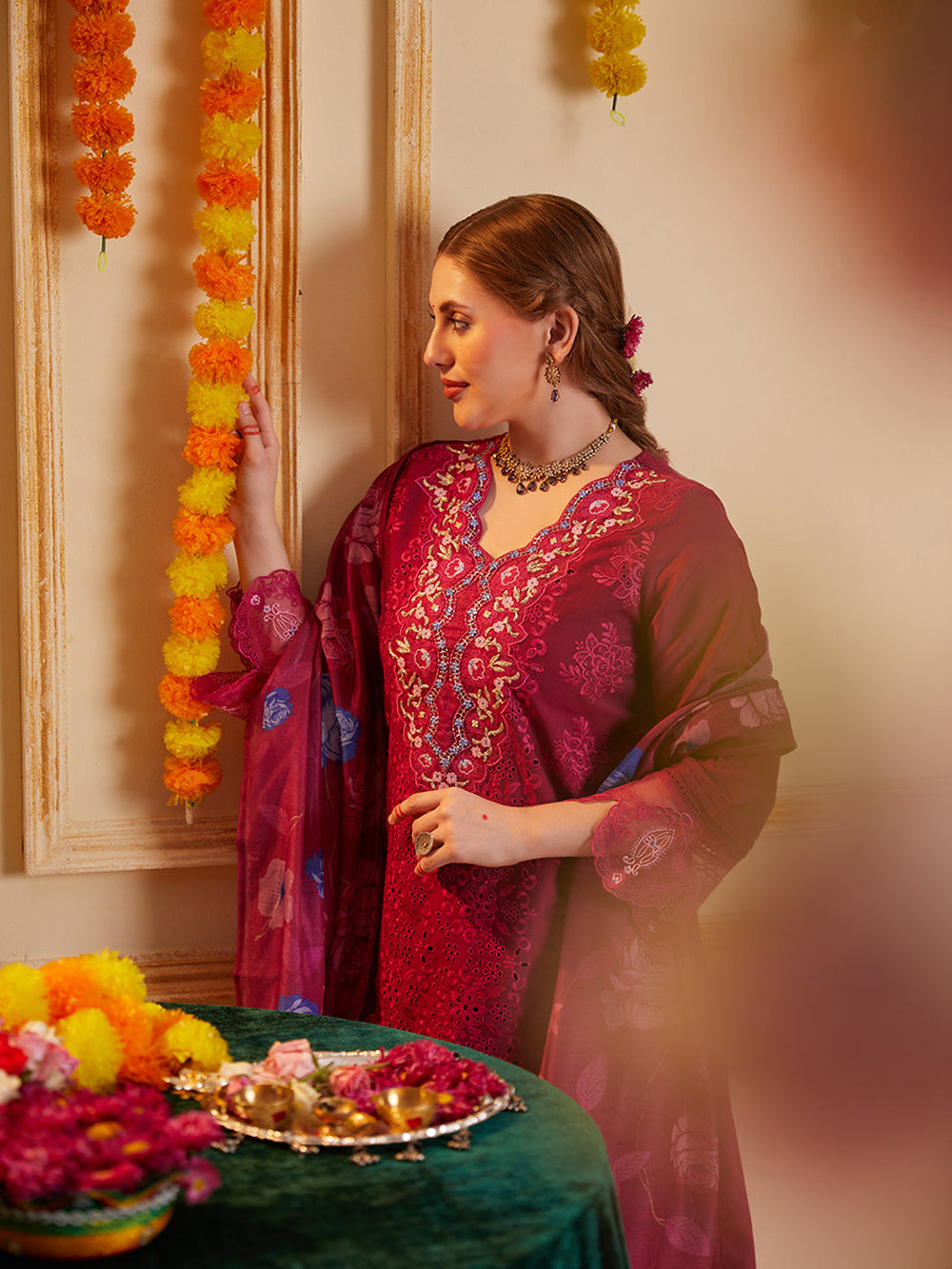 Pink-Poly-Chanderi-Schiffli-Embroidered-3-Piece-Kurta-Set