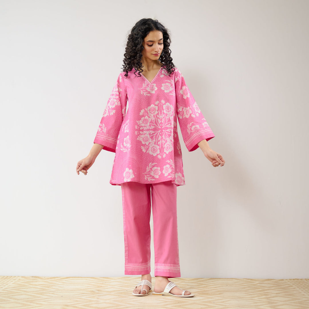 Pink-Cotton-Dewdrop-Co-Ord-Set
