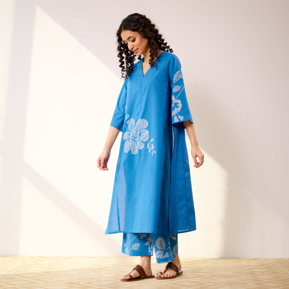 Blue-Cotton-Meadow-Patchwork-Electric-2-Piece-Kurta-Set