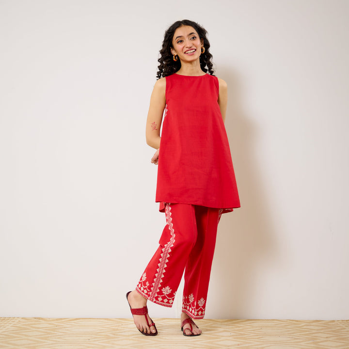 Red-Cotton-Pehar-Statement-Embroidered--Co-Ord-Set