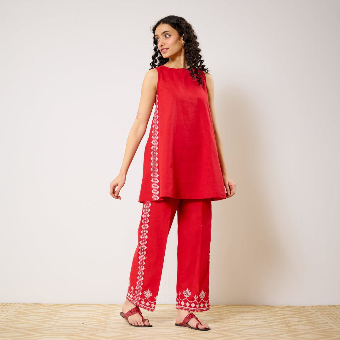 Red-Cotton-Pehar-Statement-Embroidered--Co-Ord-Set