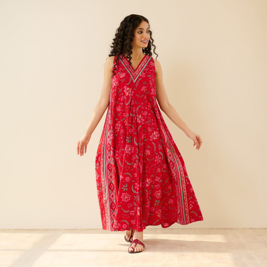 Red-Cotton-Sara-Sanganeri-Maxi-Dresse