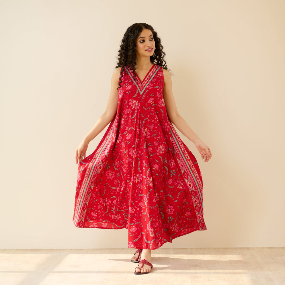 Red-Cotton-Sara-Sanganeri-Maxi-Dresse