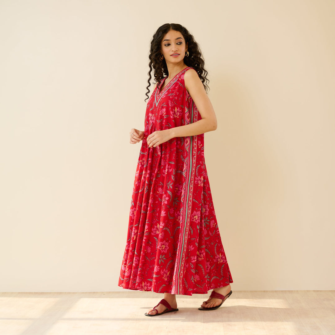 Red-Cotton-Sara-Sanganeri-Maxi-Dresse