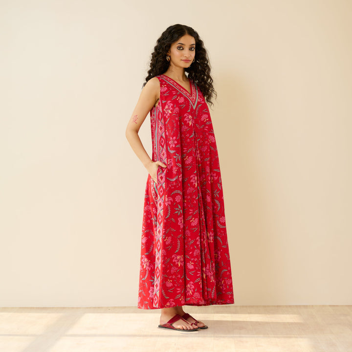 Red-Cotton-Sara-Sanganeri-Maxi-Dresse