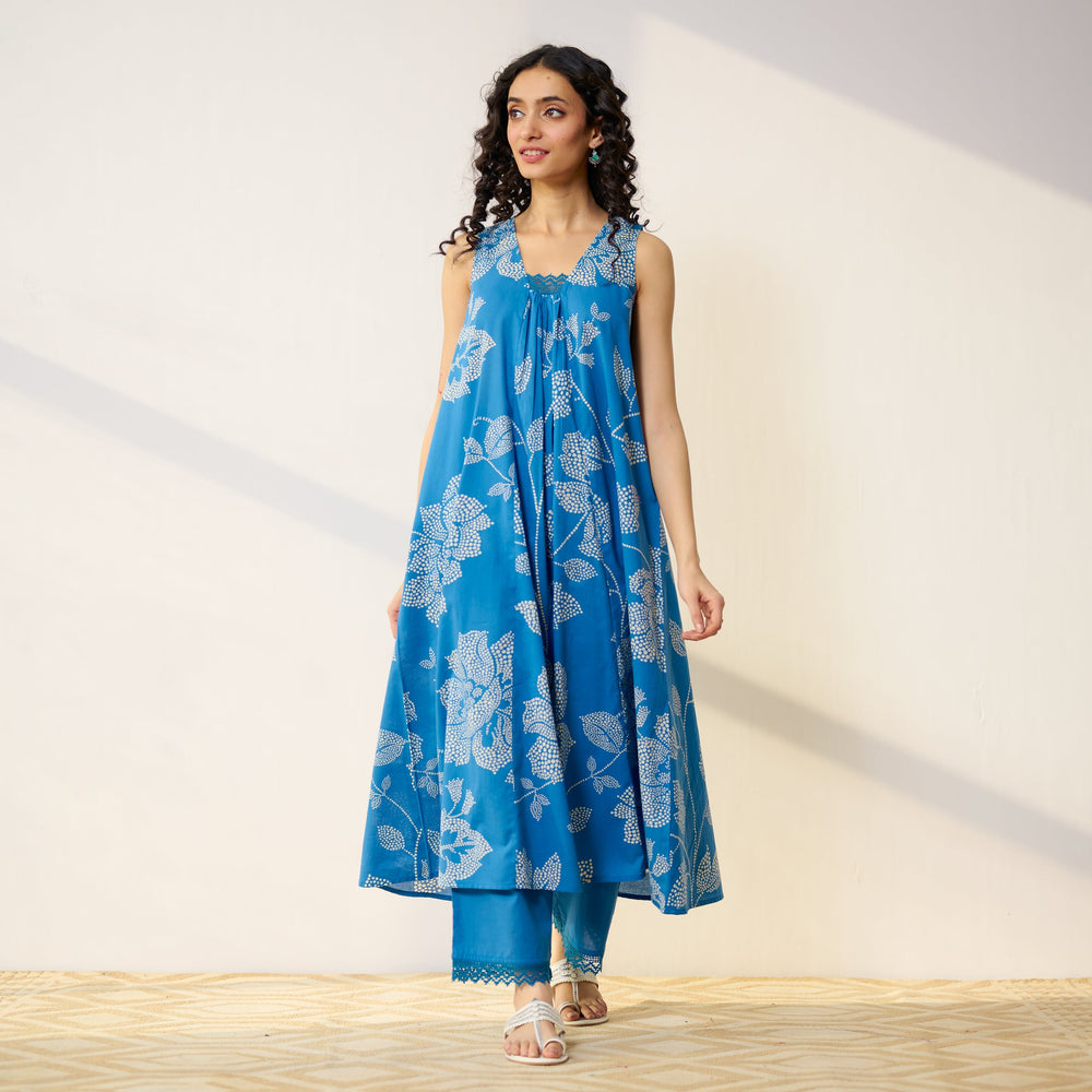 Blue-Cotton-Rosewood-Electric-2-Piece-Kurta-Set