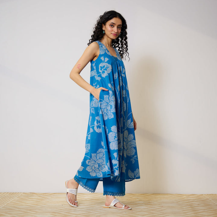Blue-Cotton-Rosewood-Electric-2-Piece-Kurta-Set