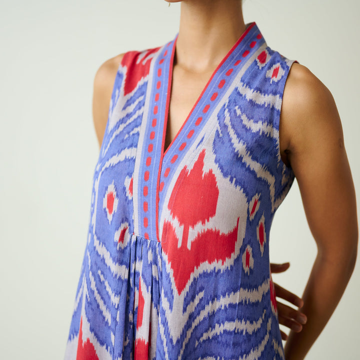 Blue-Cotton-Amara-Midi-Dresse