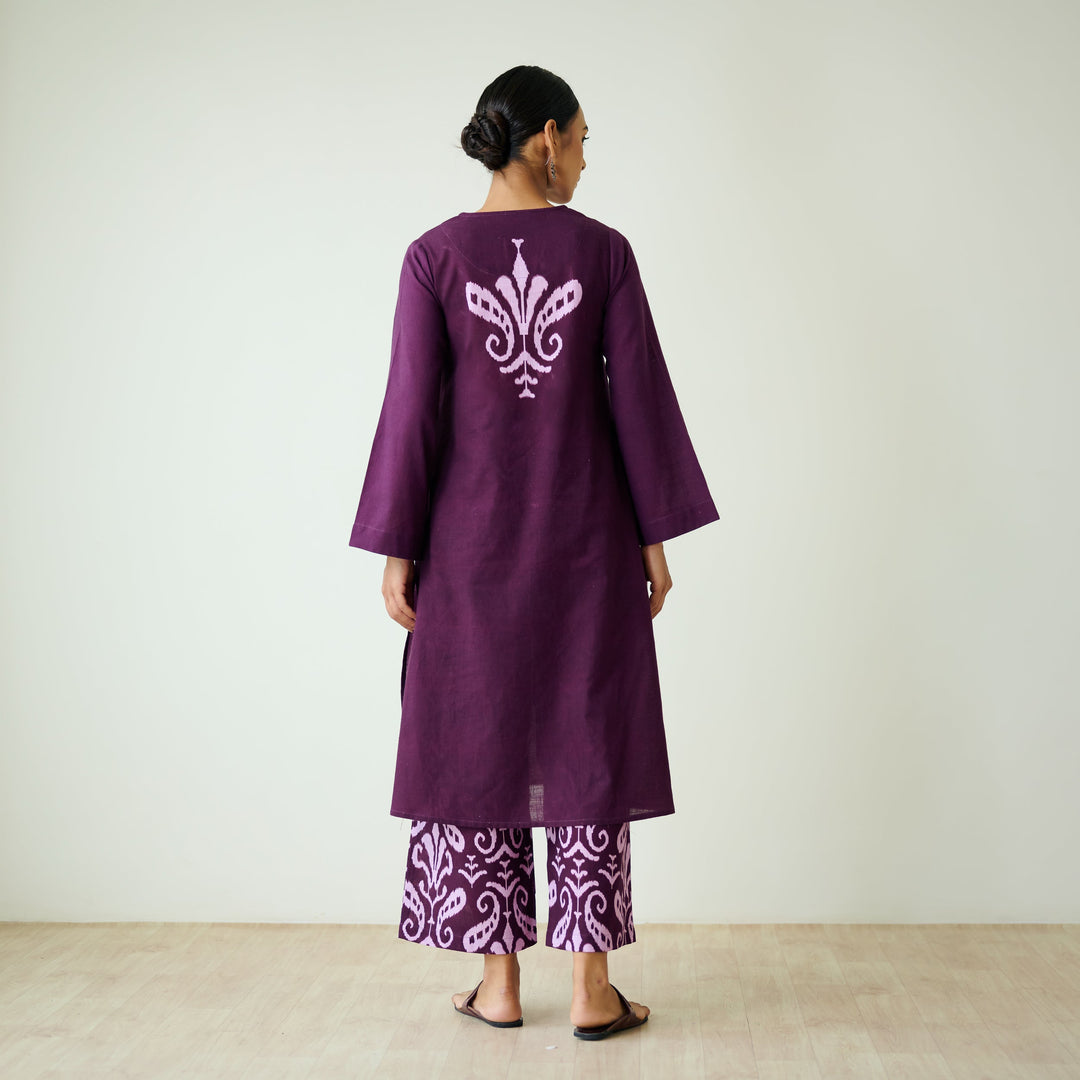 Violet-Cotton-Mukaish-Work-2-Piece-Kurta-Set