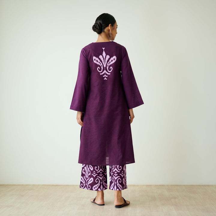 Violet-Cotton-Mukaish-Work-2-Piece-Kurta-Set