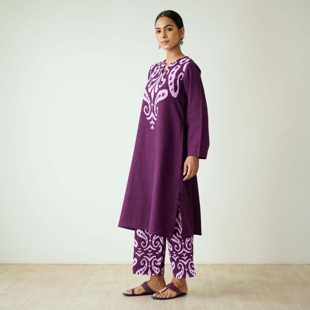 Violet-Cotton-Mukaish-Work-2-Piece-Kurta-Set