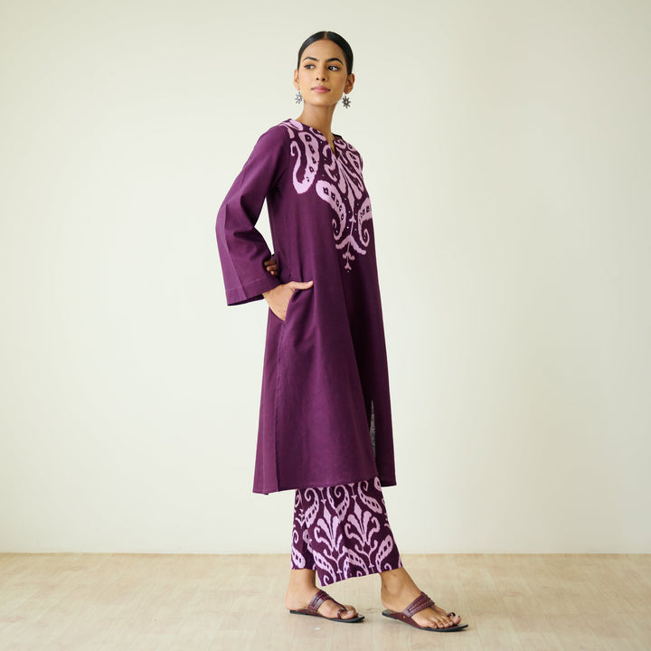 Violet-Cotton-Mukaish-Work-2-Piece-Kurta-Set