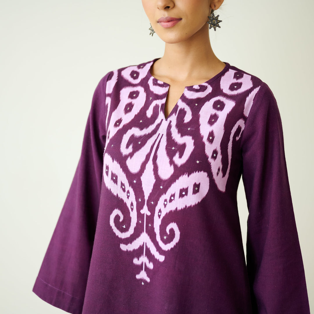 Violet-Cotton-Mukaish-Work-2-Piece-Kurta-Set