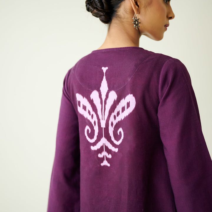 Violet-Cotton-Mukaish-Work-2-Piece-Kurta-Set