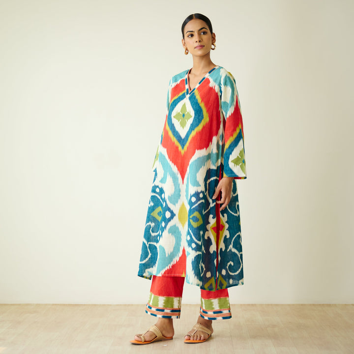 Multicolour-Cotton-Gota-Detailing-2-Piece-Kurta-Set