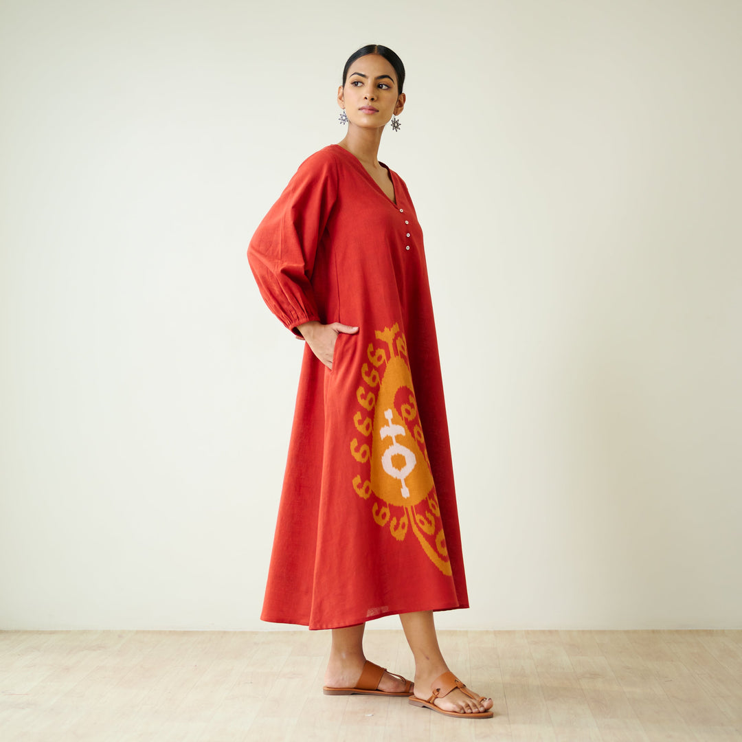 Rust-Cotton-Mabel-Midi-Dresse
